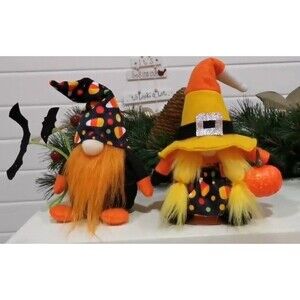 Plush Halloween Boy & Girl Gnomes ~ Set Of 2